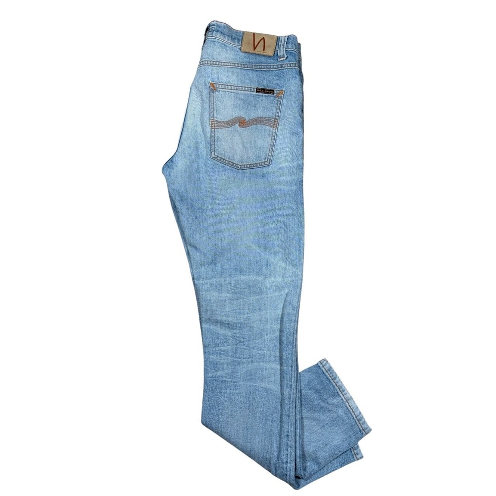 Nudie Jeans Lean Dean Mens 32x30.75 Slim Fit Tapered Leg Used Wash Denim